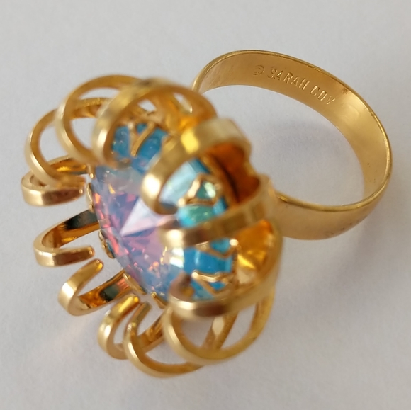 Pristine VTG ALL SIGNED Sarah Coventry Iridescent Crystals & Gold Tone Set - Picture 12 of 16